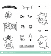 Mama Elephant FESTIVE MICE stamp set